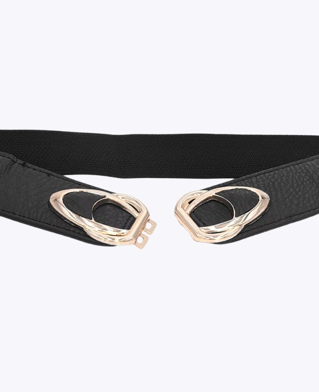 Elastische Jurkriem Dames Zwart in Leer "Louise"