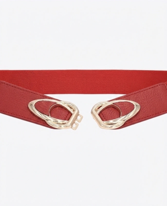 Elastische Jurkriem Dames Rood in Leer "Louise"