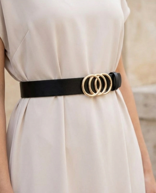 Ceinture de Robe Femme Noir en Cuir "Clémence"