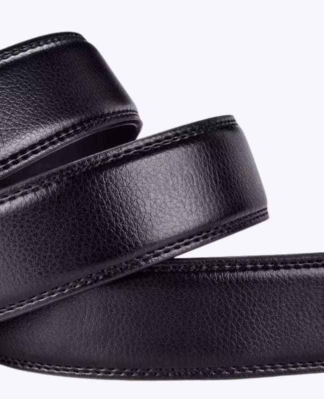 Riem Heren Zwart in Leer Zonder Gaatjes "Alphonse"