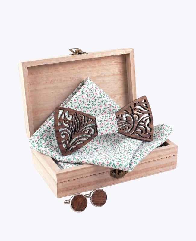 Cadeauset vlinderdas Liberty heren in hout "Baptiste"