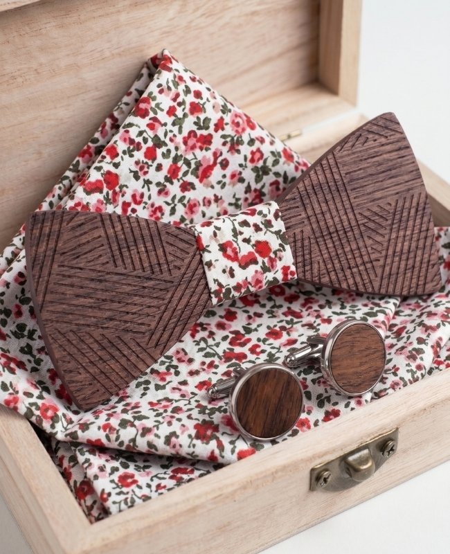 Geschenkdoos heren vlinderdas Liberty in hout "Léandre"