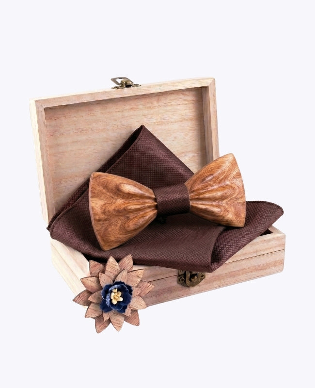 Geschenkdoos Vlinderdas Bruin Heren in Hout "Hippolyte"