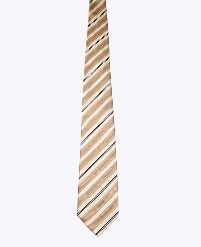 Stropdas Beige nr.2 Gestreept Heren in Polyester "Edmond"
