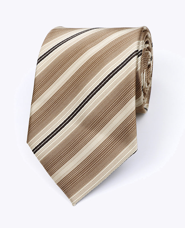 Stropdas Beige nr.2 Gestreept Heren in Polyester "Edmond"