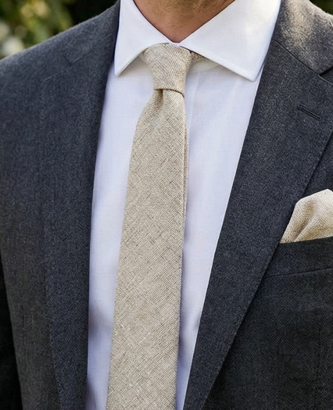 Stropdas Beige Heren in Katoen "Edgard"