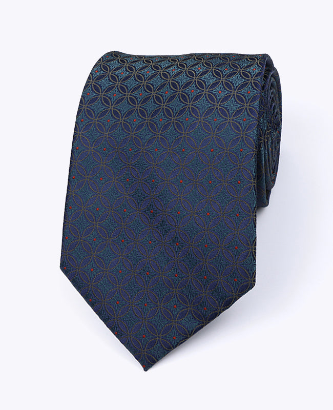 Stropdas Blauw nr.2 Met Patronen Heren in Polyester "Edmond"
