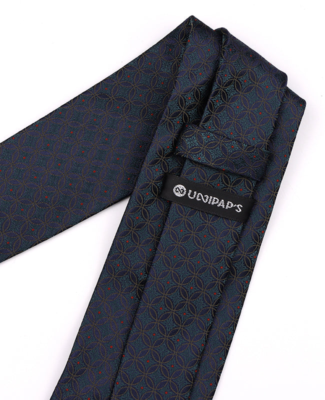 Stropdas Blauw nr.2 Met Patronen Heren in Polyester "Edmond"