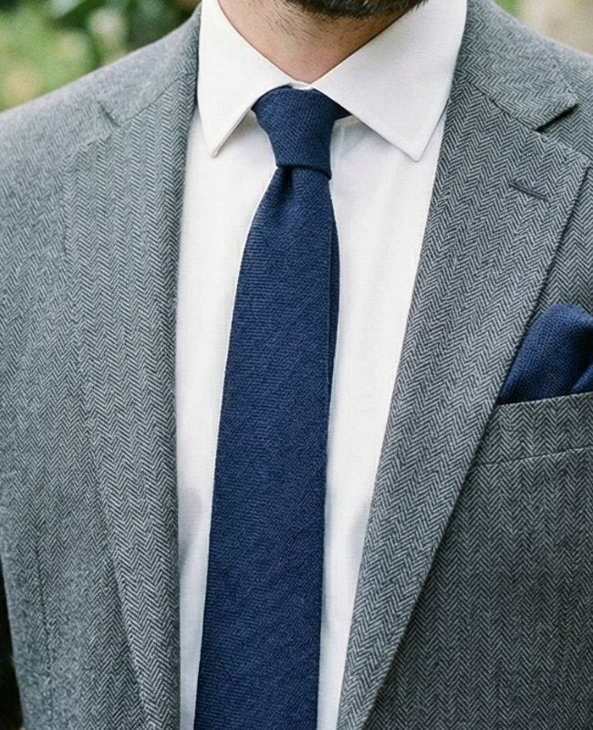 Cravate Bleu n°5 Homme en Lin «Basile»