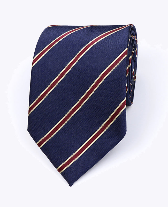 Stropdas Blauw Gestreept Heren in Polyester "Edmond"