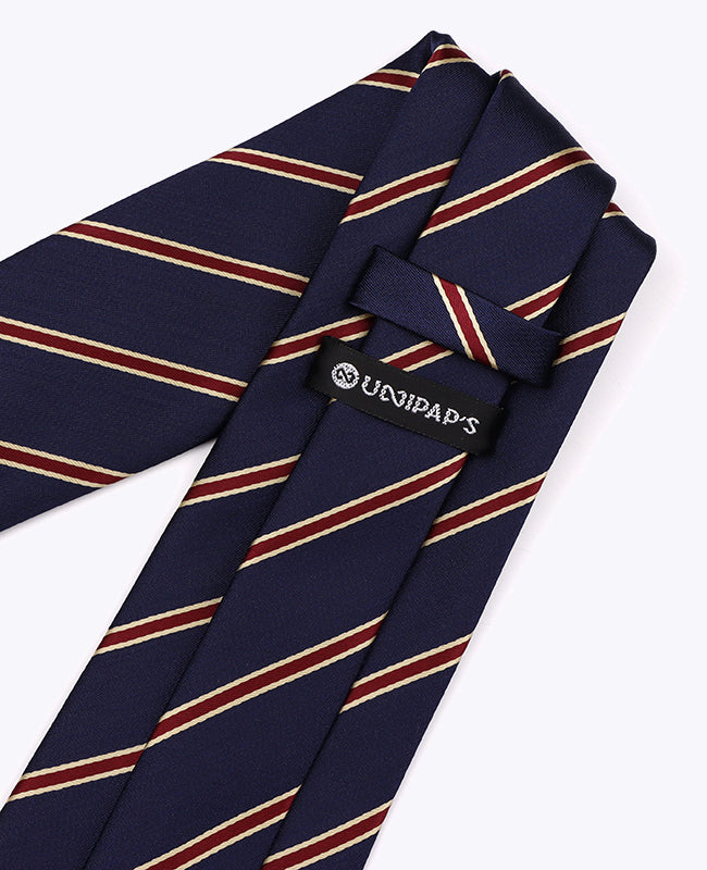 Stropdas Blauw Gestreept Heren in Polyester "Edmond"