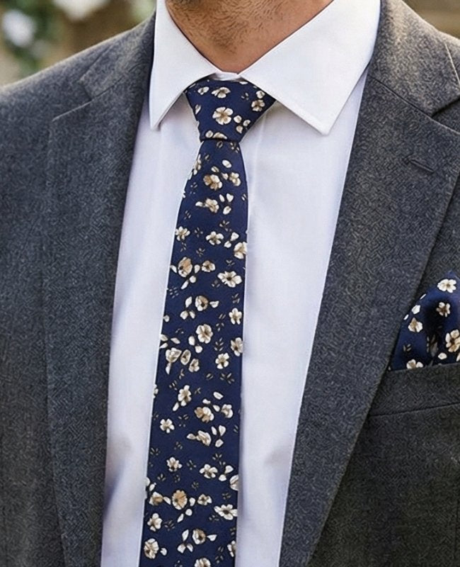 Stropdas Liberty Blauw nr.13 Heren in Katoen "Gaspard"