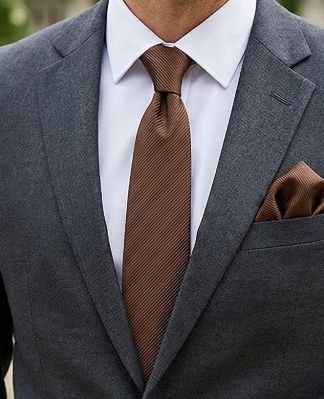 Stropdas Bruin Heren in Polyester "Lucien"