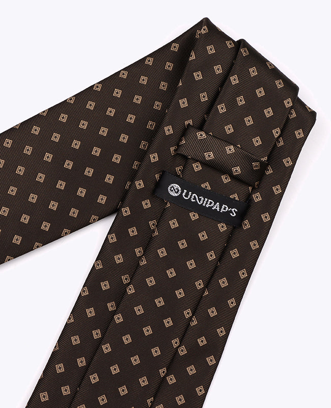 Stropdas Bruin nr. 2 Met Patronen Heren in Polyester "Edmond"