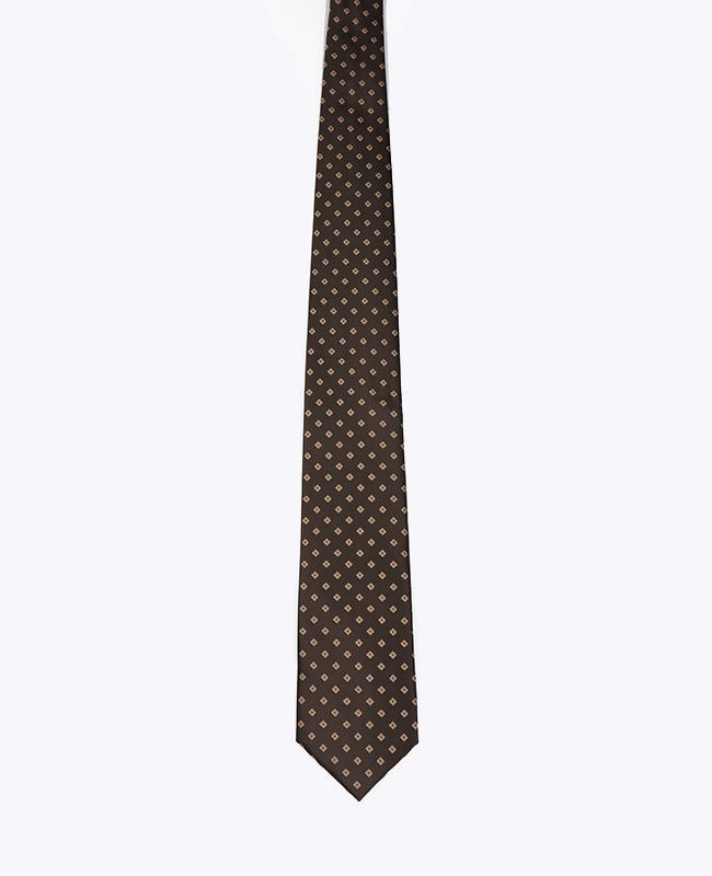 Stropdas Bruin nr. 2 Met Patronen Heren in Polyester "Edmond"