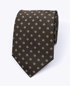 Stropdas Bruin nr.2 Met Patronen Heren in Polyester 