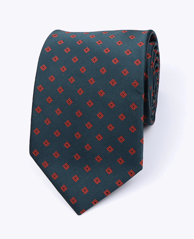 Stropdas Groen Met Patronen Heren in Polyester "Edmond"