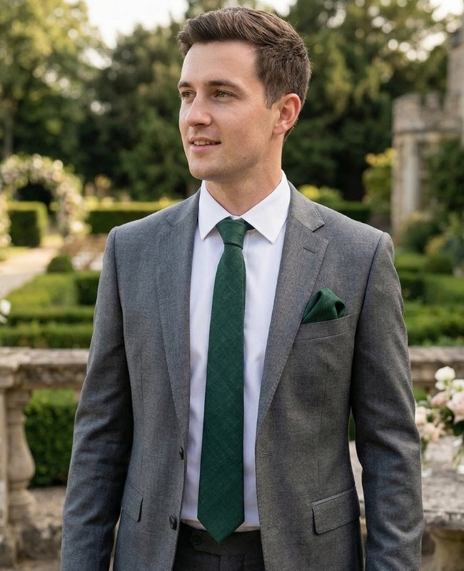 Cravate Vert n°4 Homme en Lin «Basile»