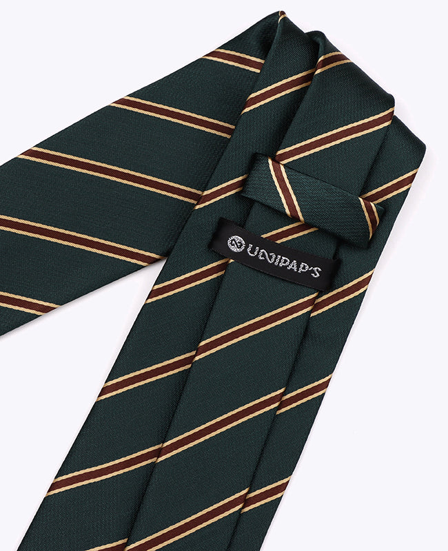 Stropdas Groen Gestreept Heren in Polyester "Edmond"