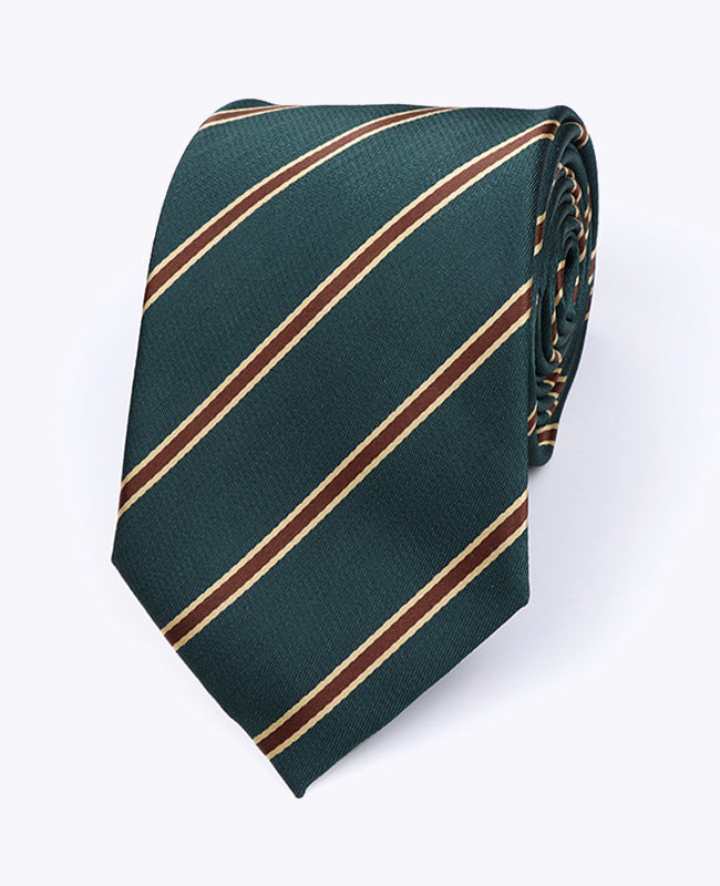 Stropdas Groen Gestreept Heren in Polyester "Edmond"