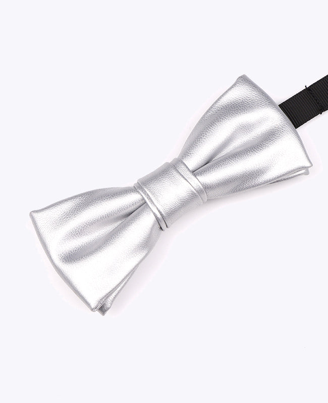 Vlinderdas Zilver Heren in Leer "Achille"