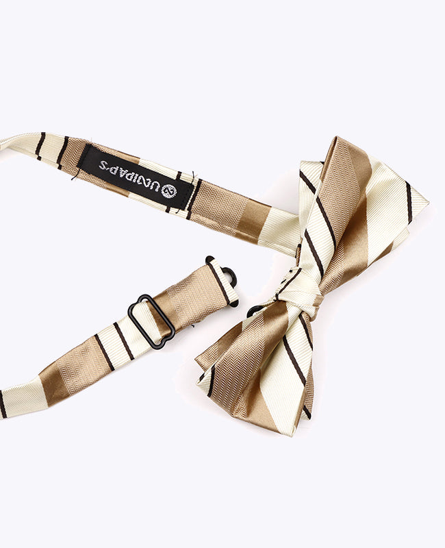 Vlinderdas Beige nr.1 Gestreept Heren in Polyester "Edmond"