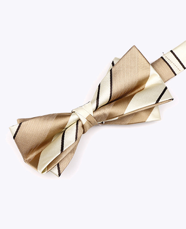 Vlinderdas Beige nr.1 Gestreept Heren in Polyester "Edmond"