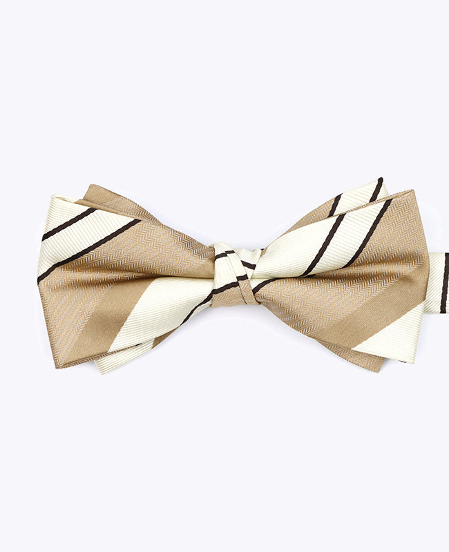 Vlinderdas Beige nr.1 Gestreept Heren in Polyester "Edmond"