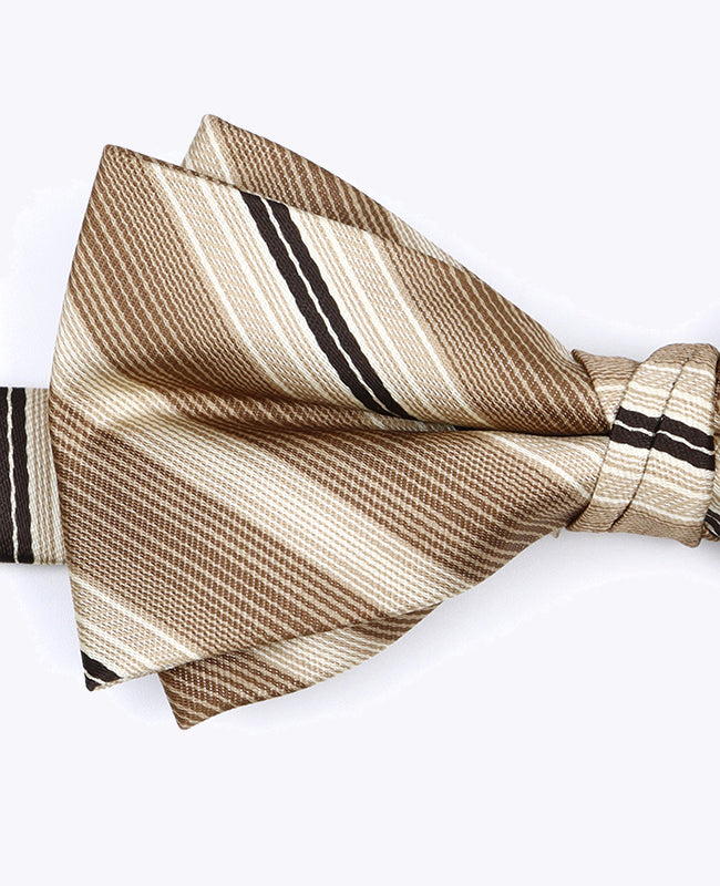Vlinderdas Beige nr.2 Gestreept Heren in Polyester "Edmond"