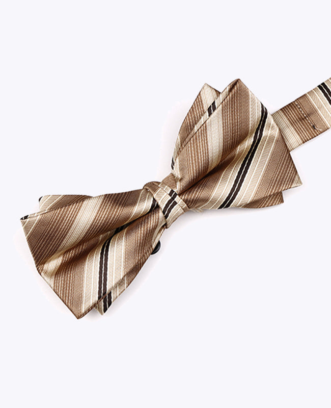 Vlinderdas Beige nr.2 Gestreept Heren in Polyester "Edmond"