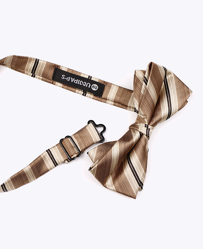 Vlinderdas Beige nr.2 Gestreept Heren in Polyester "Edmond"