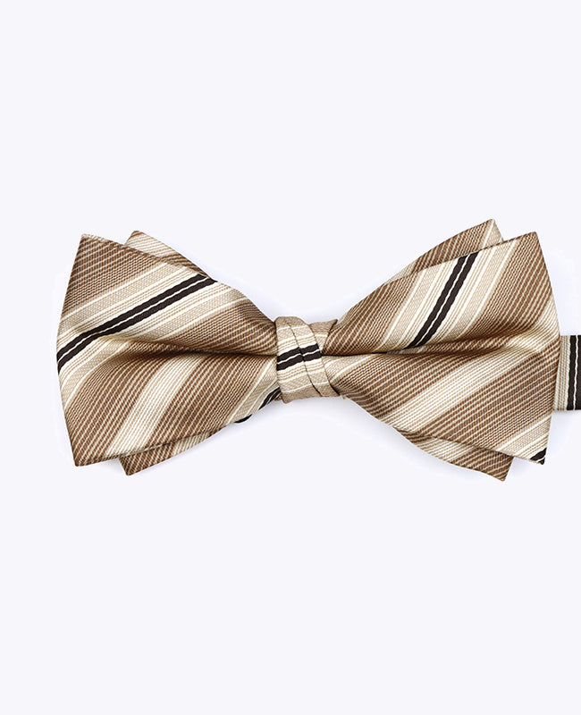 Vlinderdas Beige nr.2 Gestreept Heren in Polyester "Edmond"
