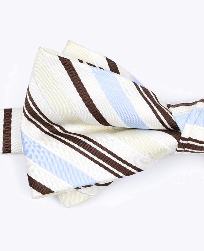 Vlinderdas Wit Gestreept Heren in Polyester "Edmond"