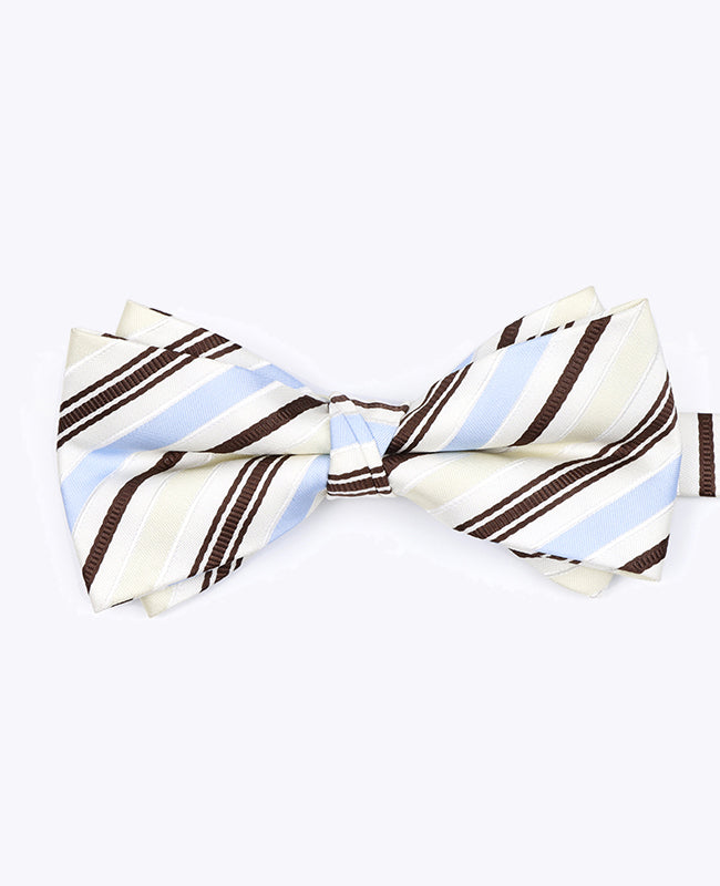 Vlinderdas Wit Gestreept Heren in Polyester "Edmond"