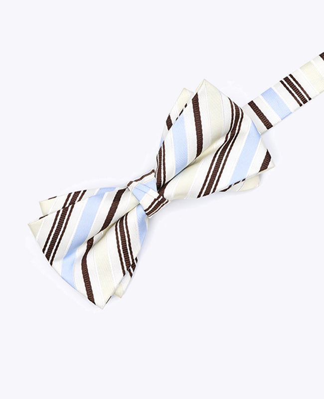 Vlinderdas Wit Gestreept Heren in Polyester "Edmond"