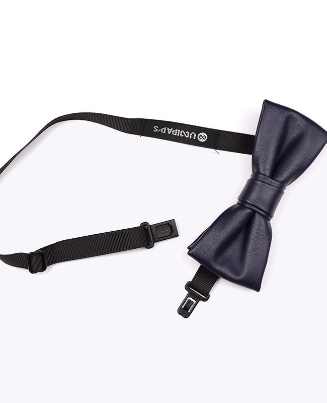 Marineblauwe Vlinderdas Heren van Leer «Achille»