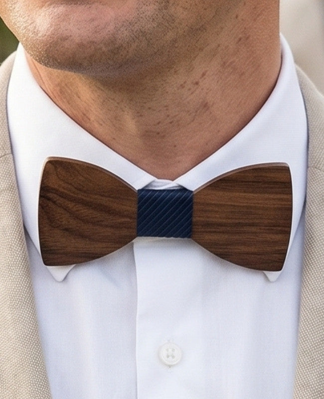 Vlinderdas Blauw Heren in Hout "Ambroise"