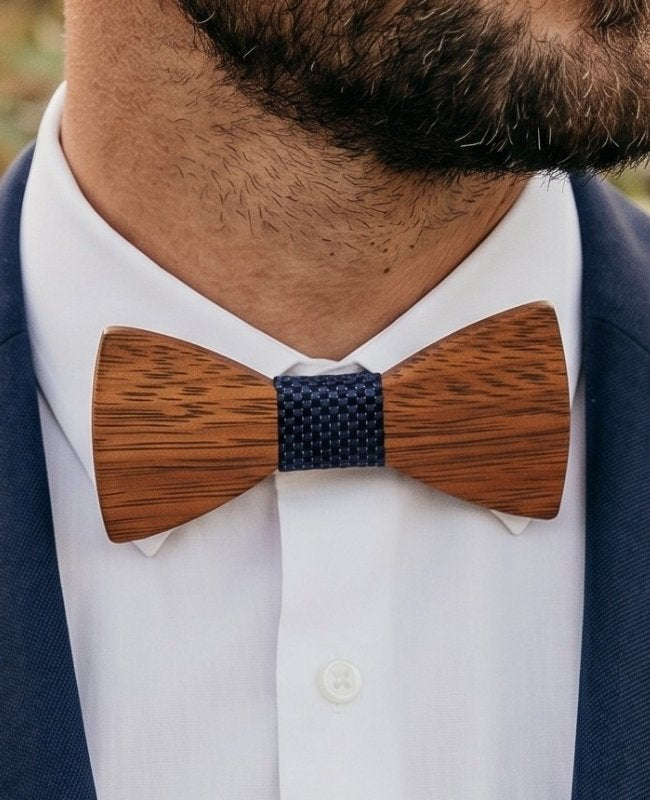 Noeud Papillon Bleu Homme en Bois «Arsène»