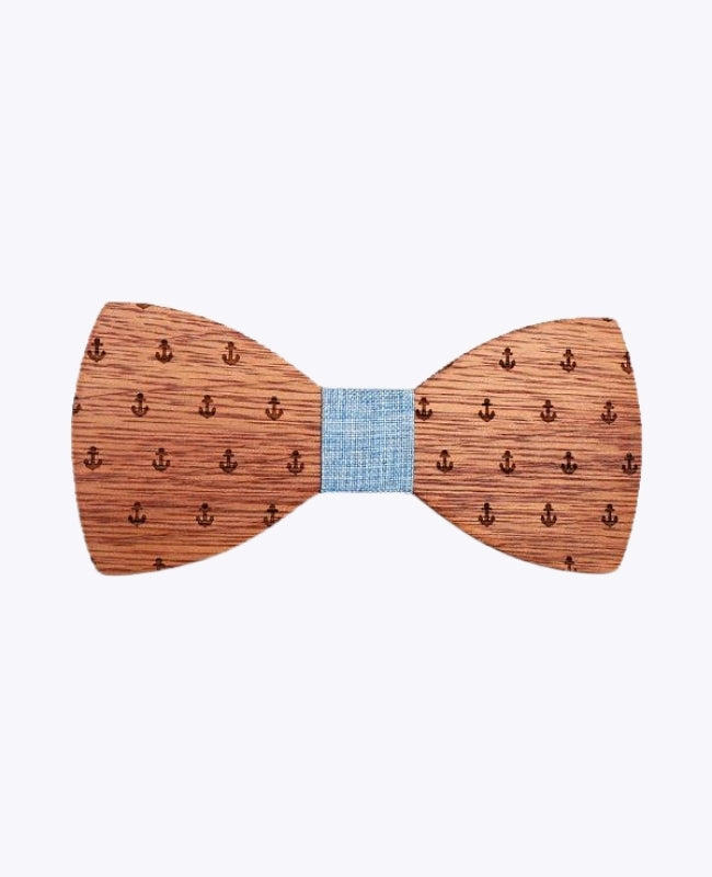 Vlinderdas Blauw Heren in Hout "Côme"