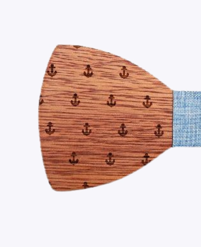 Vlinderdas Blauw Heren in Hout "Côme"