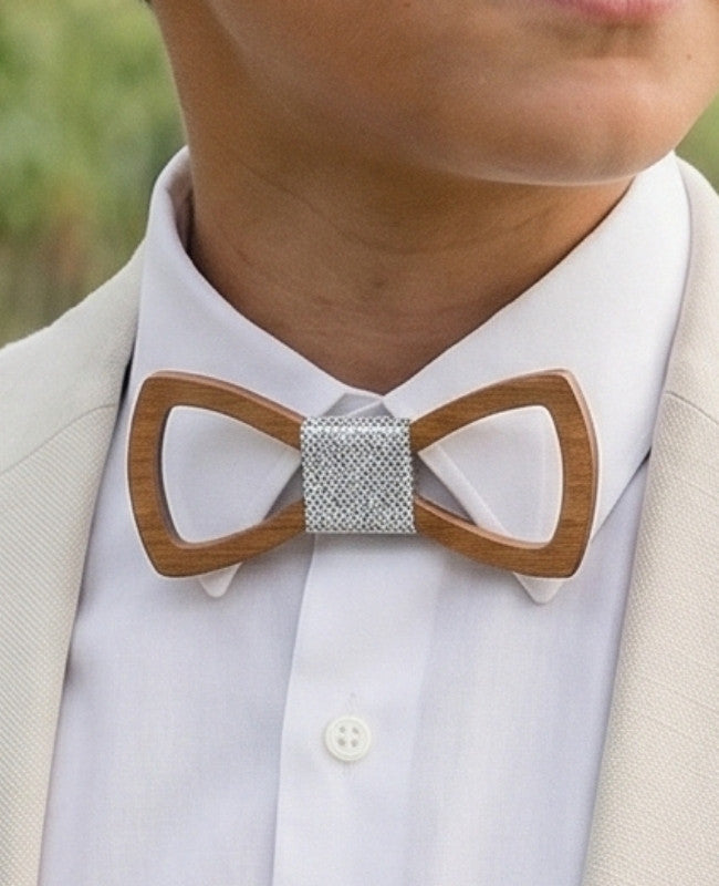 Noeud Papillon Gris Enfant en Bois «Émile»