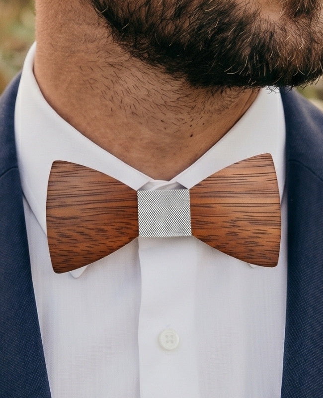 Noeud Papillon Gris Homme en Bois «Arsène»