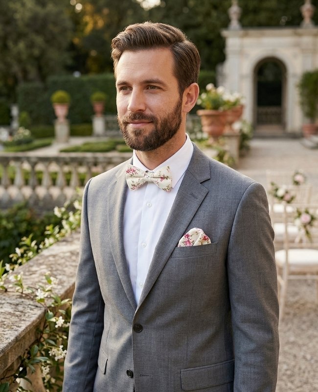 Noeud Papillon Liberty Blanc n°7 Homme en Coton «Charles»