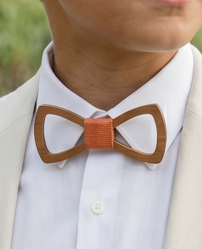 Noeud Papillon Orange Enfant en Bois «Émile»