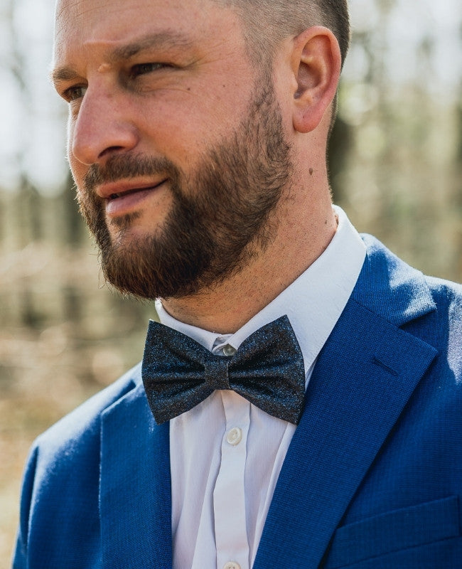 Vlinderdas Met Pailletten Blauw nr.4 Heren in Polyester "Olive"