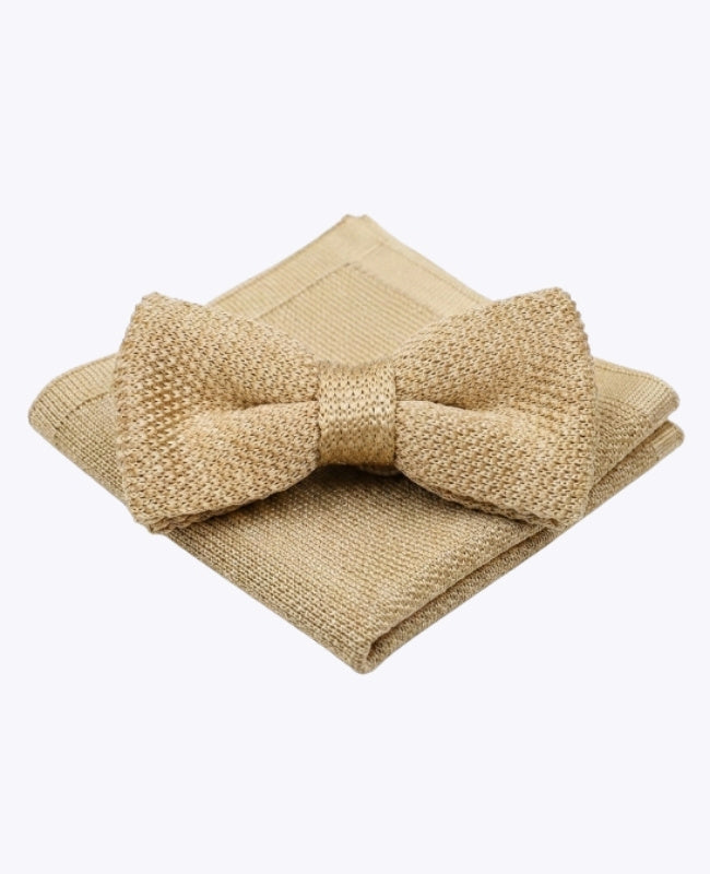 Vlinderdas + Pochet Goud Heren in Tricot "Léon"