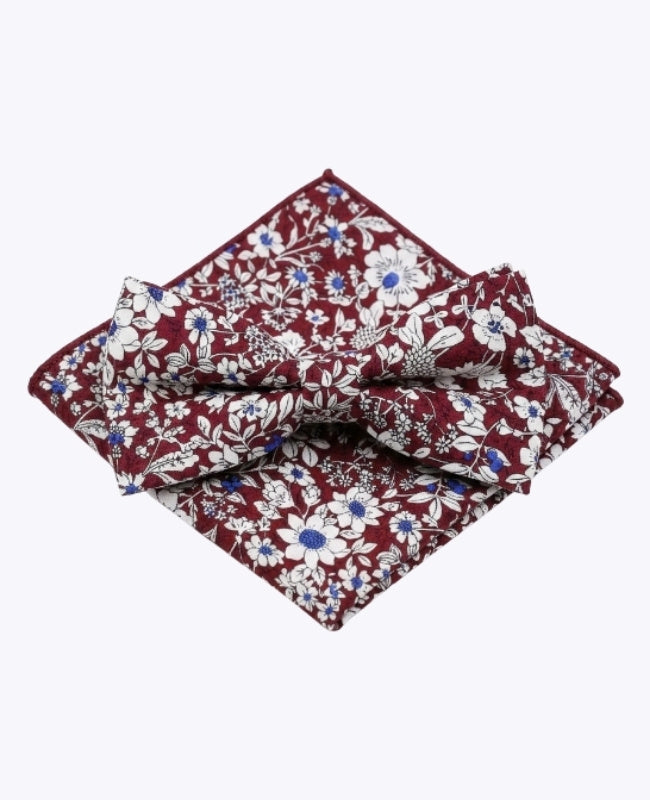 Vlinderdas + Pochet Liberty Rood nr.1 Heren in Katoen "Clovis"