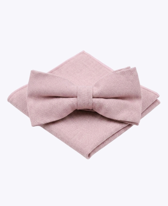 Vlinderdas + Pochet Roze nr.3 Heren in Katoen "Edgard"