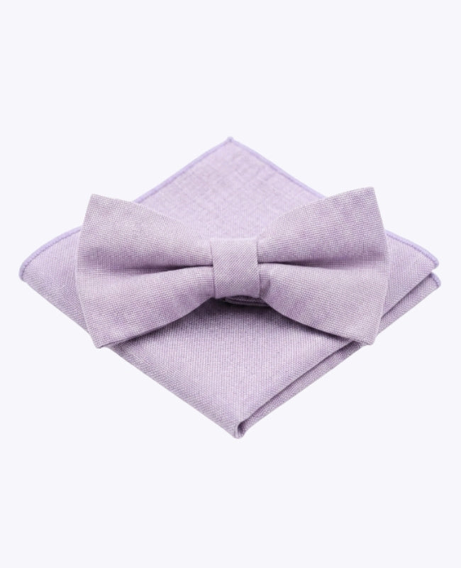 Noeud Papillon + Pochette de Costume Violet Homme en Coton «Edgard»