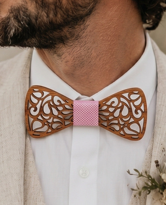 Noeud Papillon Rose Homme en Bois «Hercule»